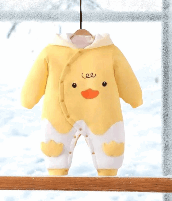Baby Duckie Cotton Fleece Hooded Sweater Jumpsuit