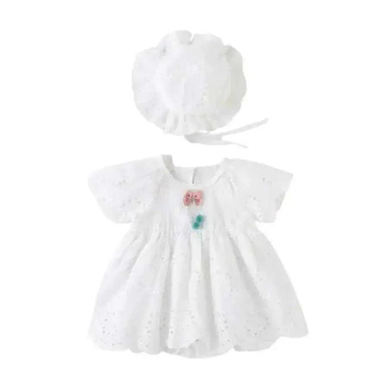 Baby Girl Cotton Romper Dress With Matching Hat